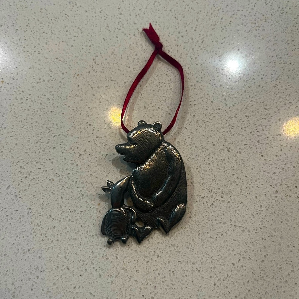 Vintage Disney & Danforth Pewter Winnie The Pooh Christmas Ornament